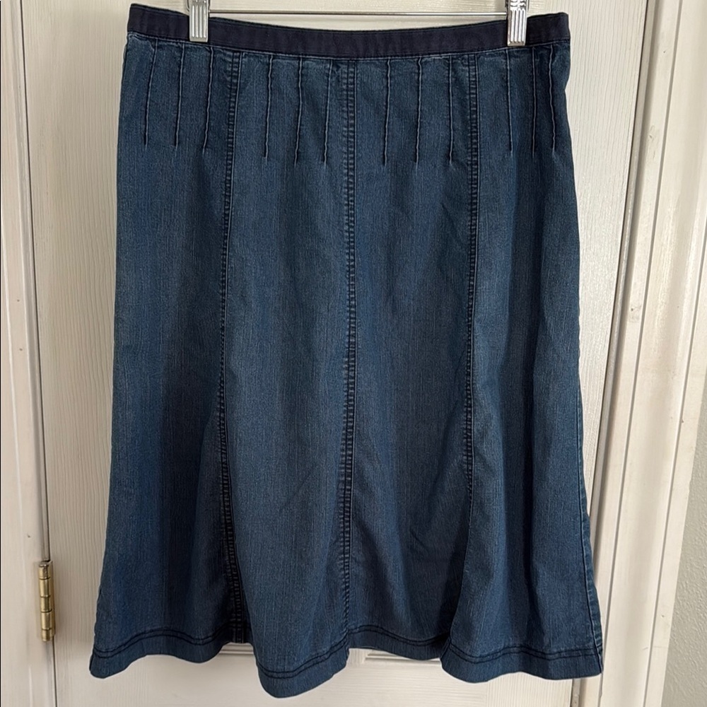 Larry Levine Stretch Blue Midi A-Line Skirt for Work #458